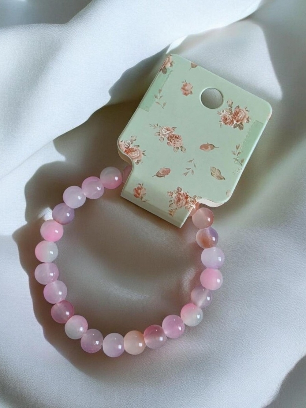 Pink Beaded Stretch Bracelet